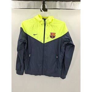 Rare FCB Nike Windrunner Jacket Glanz Nylon Medium Jacket Barcelona Green/Blue‎